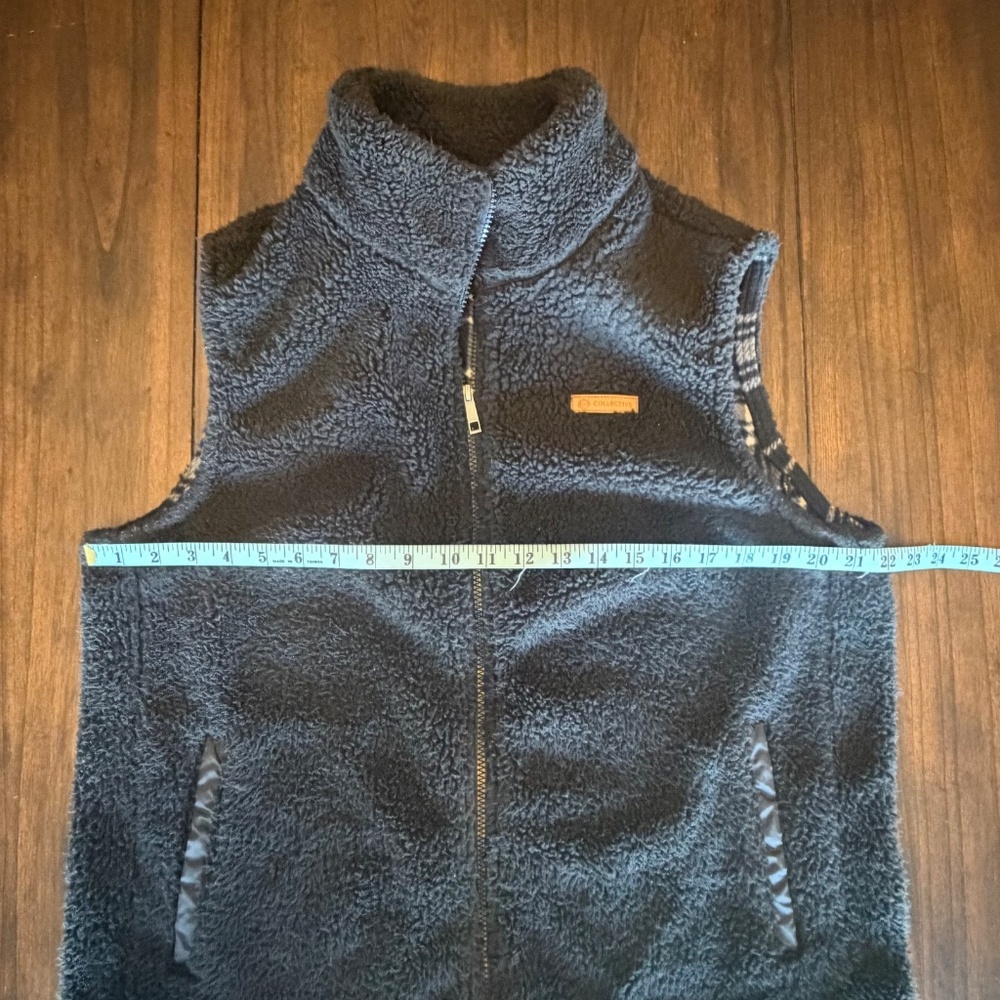 SAGE Collective Women's Black Sherpa Vest Plaid Fleece Lining, Size Large - Picture 10 of 11